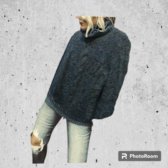 💙💚 Pretty POINT ZERO Turquoise Teal Multi Turtleneck Pullover Sweater - Picture 1 of 12